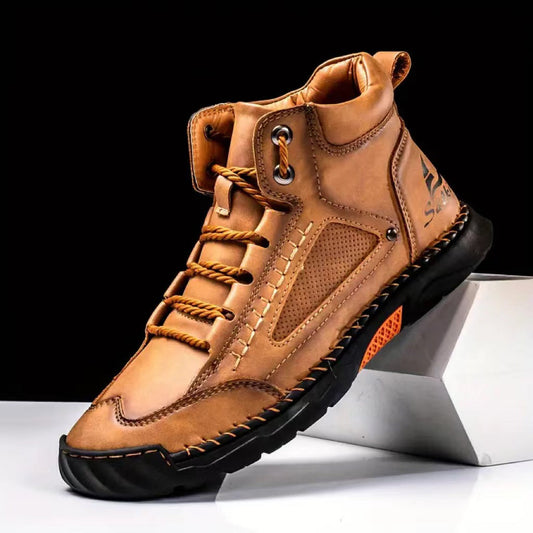 Men's Casual Leather Handmade Non-slip Arch Support Loafers