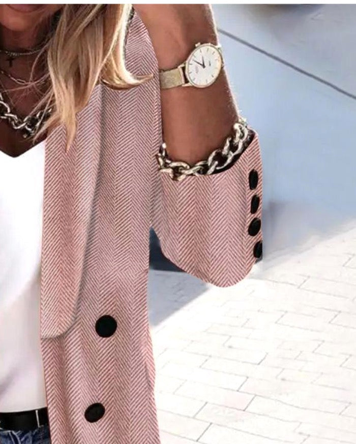 Popular Plain Lapel Long Sleeve Blazer Jacket