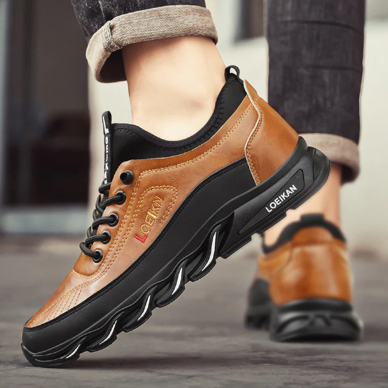 Men's Casual Fashion Orthopedic Hiking Shoes – Anti-Puncture, Anti-Collision, Non-Slip Arch Support Leather Outdoor Sports Shoes for All-Terrain Performance