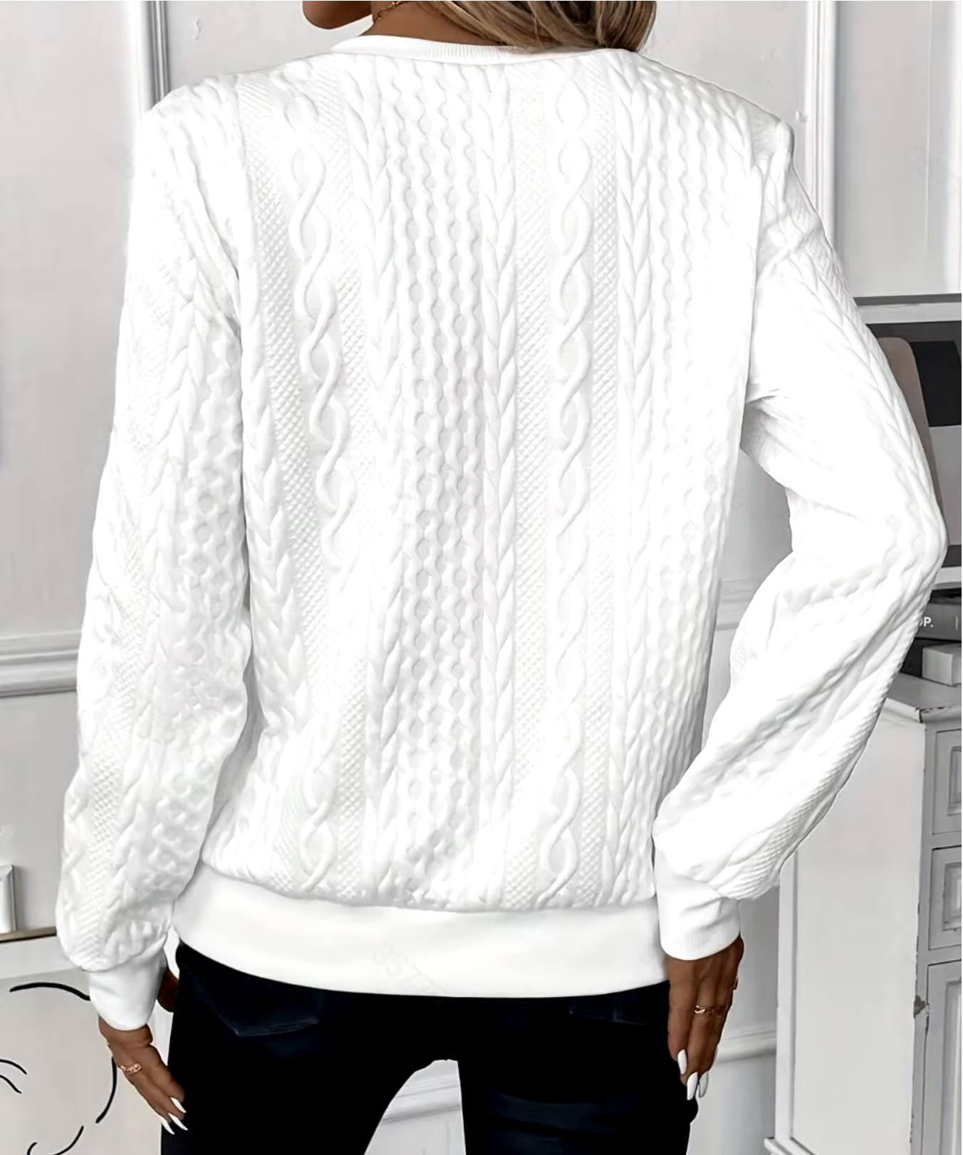 White Long Sleeve Plain Top