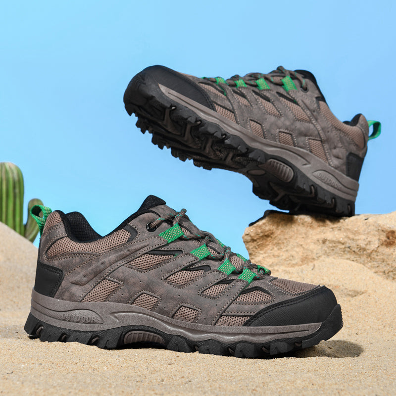 Men's Outdoor Hiking Shoes – Breathable Waterproof Low-Cut Walking Shoes with Non-Slip Traction, Abrasion-Proof Build & Orthopedic Wide Toe Arch Support
